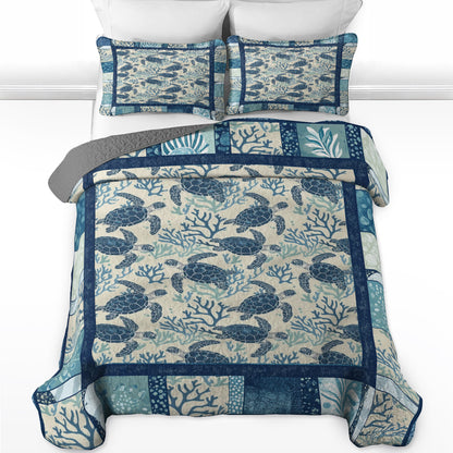 Shineful All Season Quilt 3-Piece Set Ocean Turtle