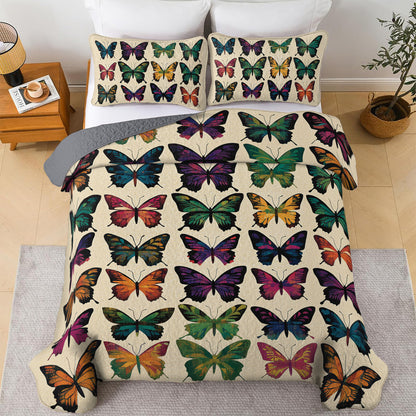 Shineful All Season Quilt 3-Piece Set Garden of Butterflies