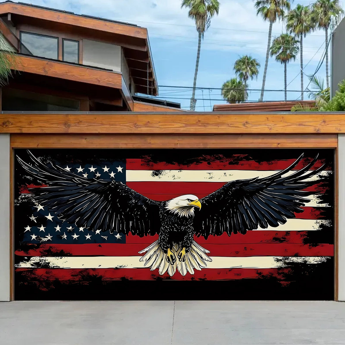 Shineful Garage Door Banner Decoration Still Flying Free