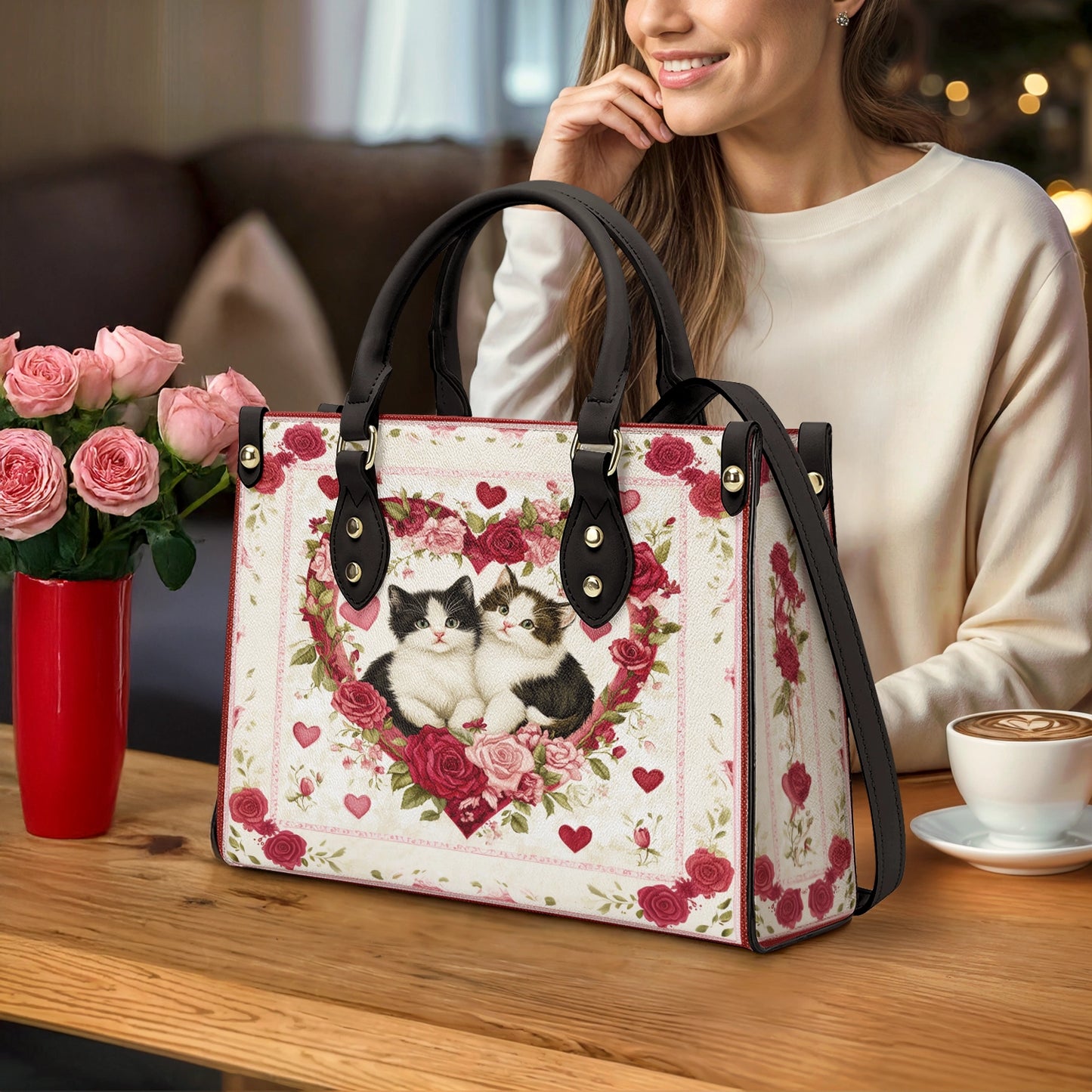 Shineful Leather Bag Kitten Love Blossom