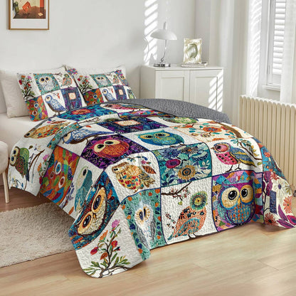 Shineful All Season Quilt 3-Piece Set Owllife