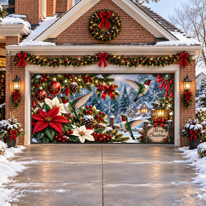 Shineful Christmas Hummingbird Garden Garage Door Banner Decoration