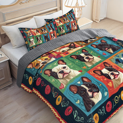 Shineful All Season Quilt 3-Piece Set Vibrant French Bulldog Dreams