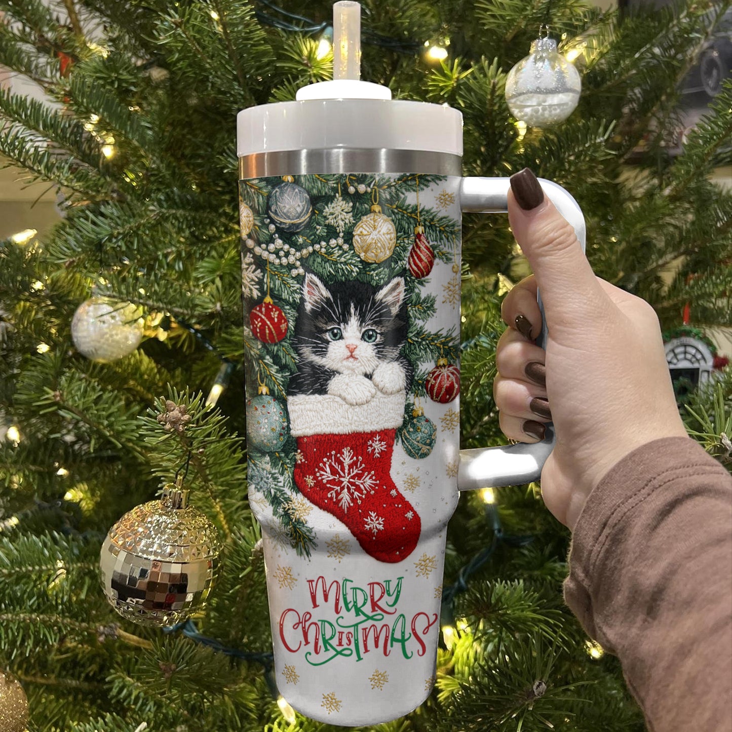 Shineful Tumbler Christmas Stocking Kitten