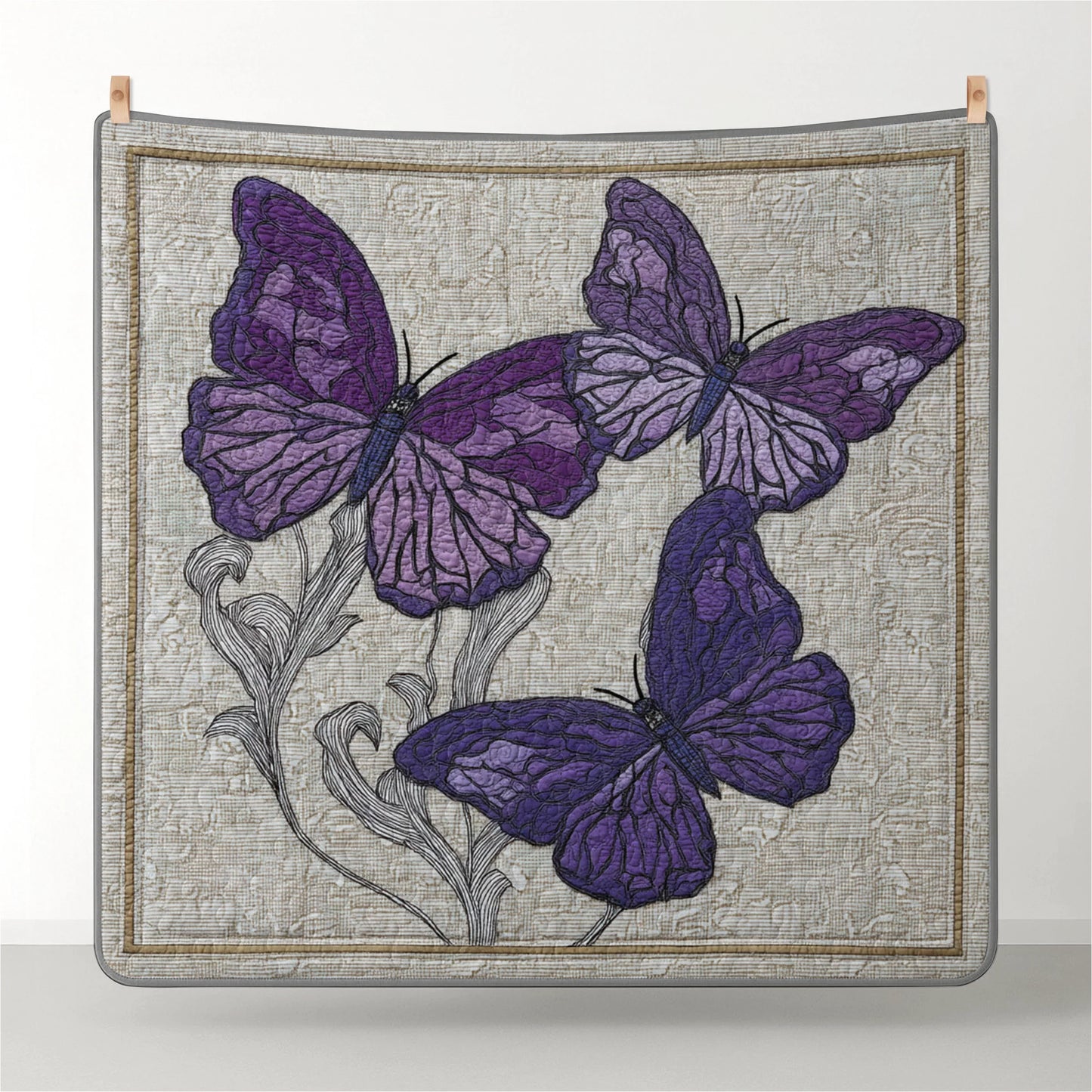 Shineful Quilt 3-Piece Set Violet Sketch of Serenity