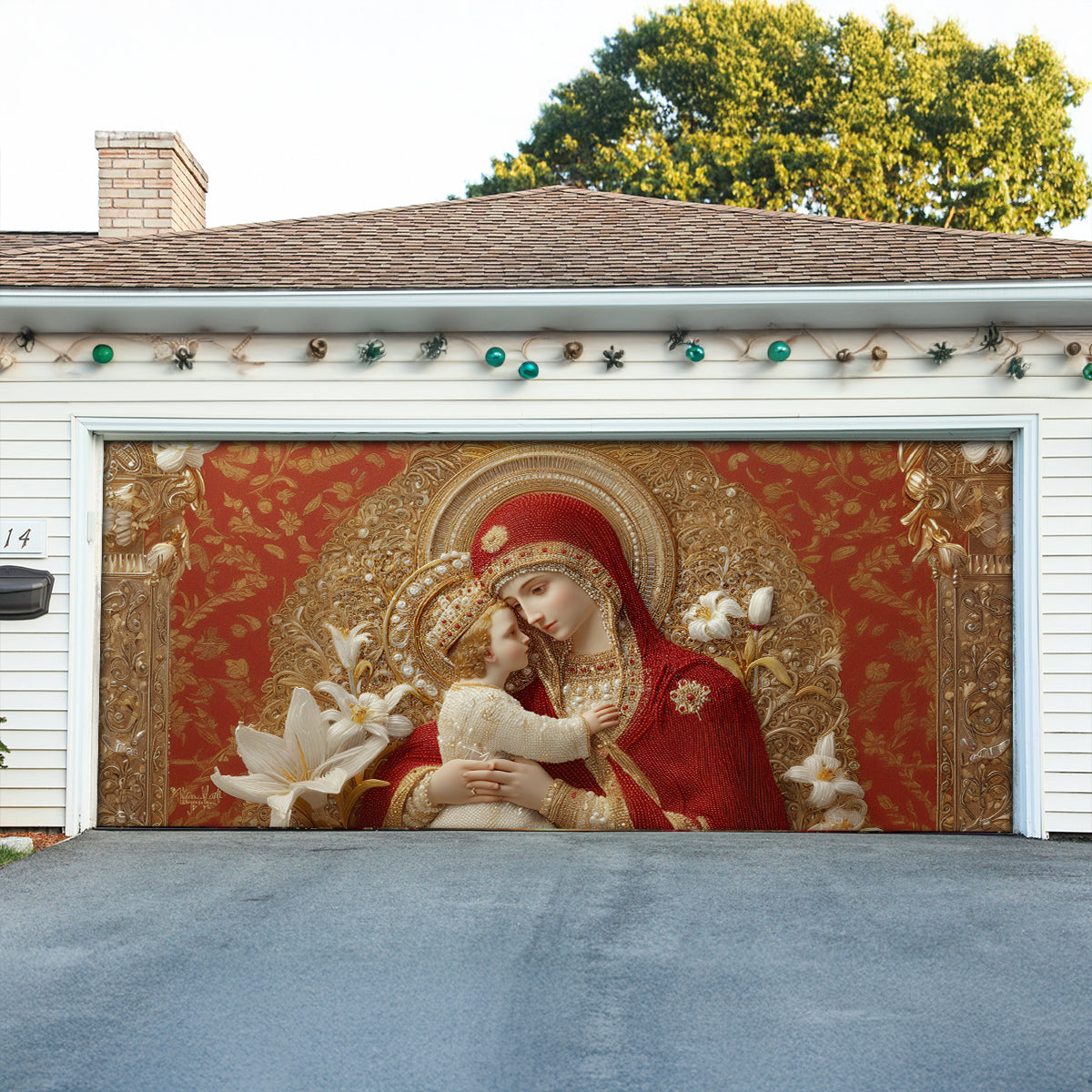 Shineful Garage Door Banner Decoration Sacred Embrace