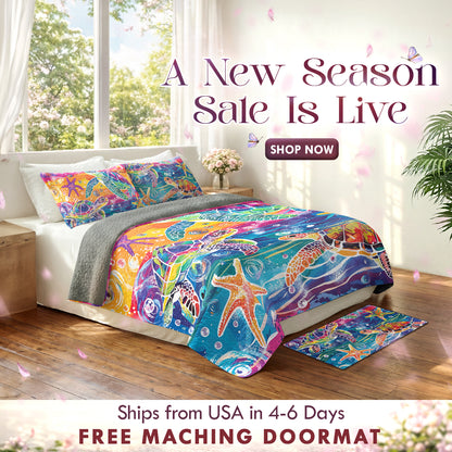 Shineful Quilt 3-Piece Set Turtle Rainbow