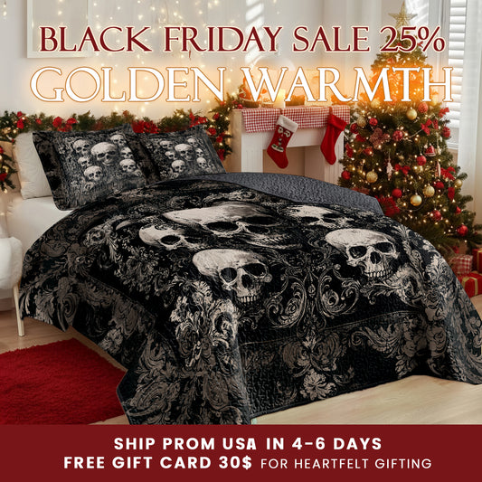 Shineful Quilt 3-Piece Set Gothic Skull Majesty