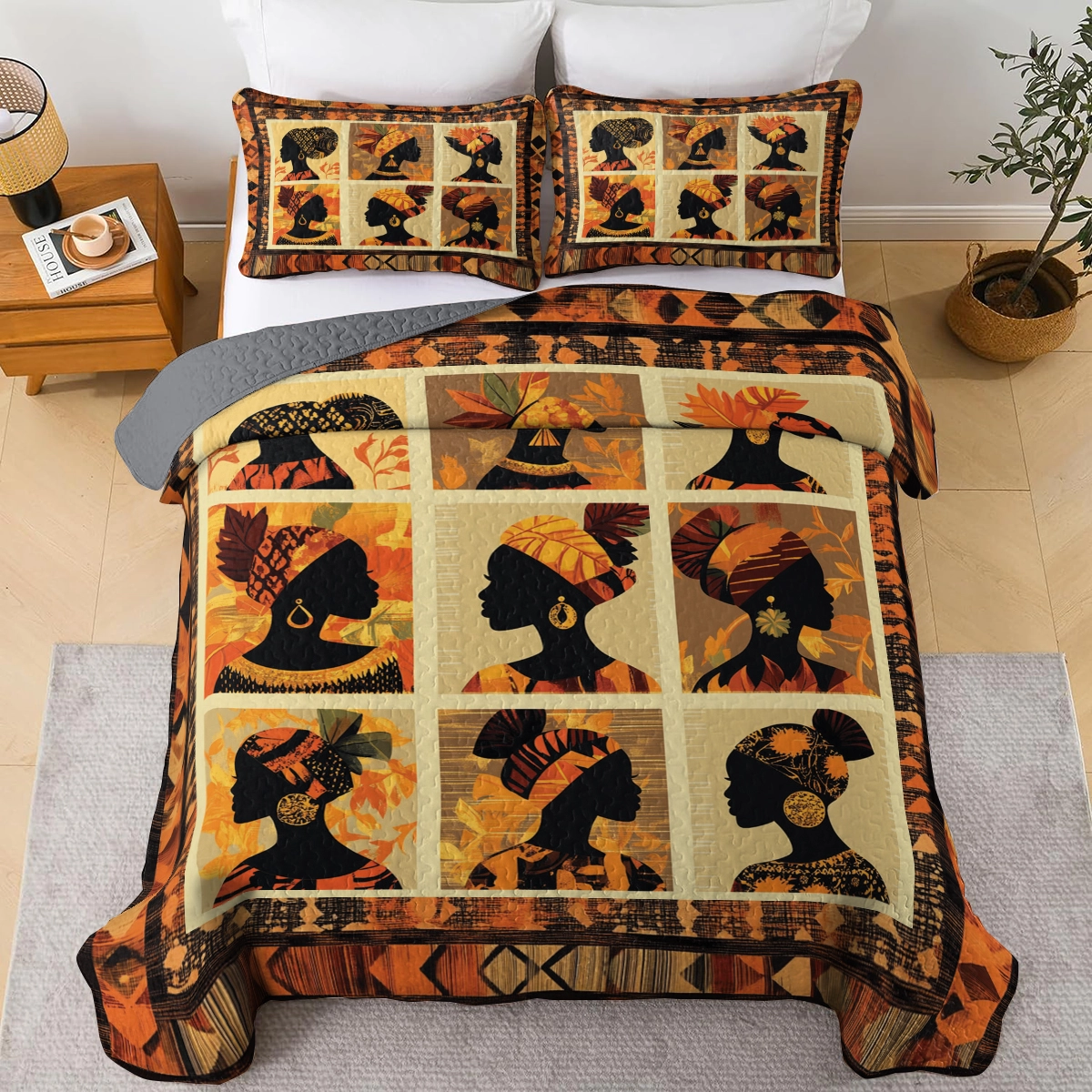 Shineful All Season Quilt 3-Piece Set - Black Women Grace