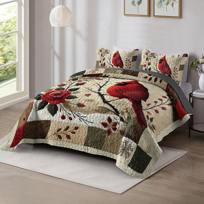 Shineful All Season Quilt 3-Piece Set - Cardinal Crimson Winter