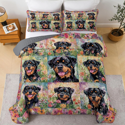 Shineful All Season Quilt 3-Piece Set - Rottweiler Meadow Haven
