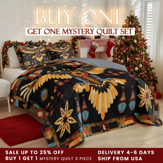 Shineful Quilt 3-Piece Set Tribal Eagle