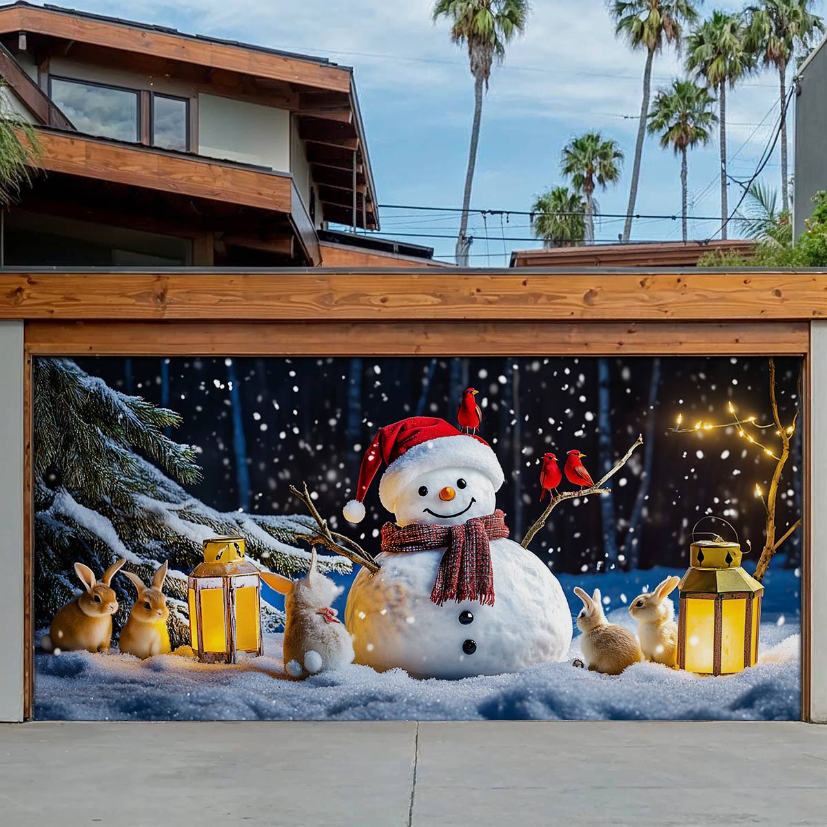 Shineful Garage Door Banner Decoration Winter Night
