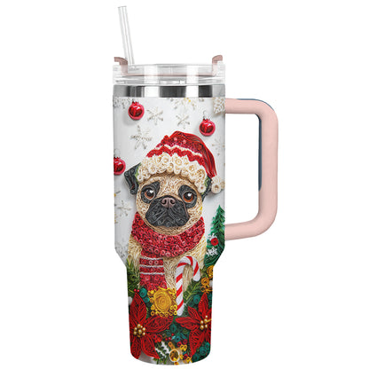 Shineful Glossy Tumbler Christmas Winter Pug