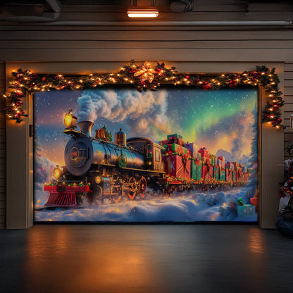 Shineful Garage Door Banner Decoration Christmas Train Magic