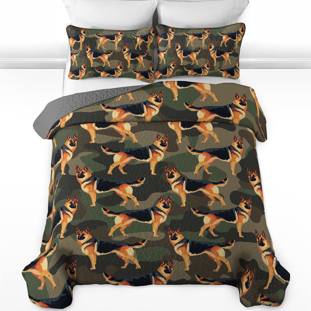 Shineful All Season Quilt 3-Piece Set German Shepherd Camou