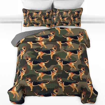 Shineful All Season Quilt 3-Piece Set German Shepherd Camou