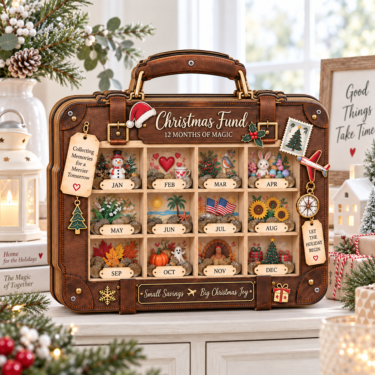 Christmas Fund Wooden Coin Bank