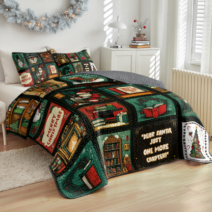 Shineful All Season Quilt 3-Piece Set Santa Reading Nook