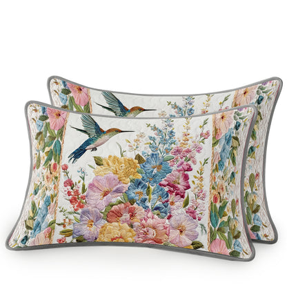 Shineful All Season Quilt 3-Piece Set Floral Hummingbird Garden