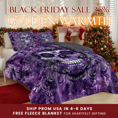 Shineful Quilt 3-Piece Set Gorgeous Mandala Skull