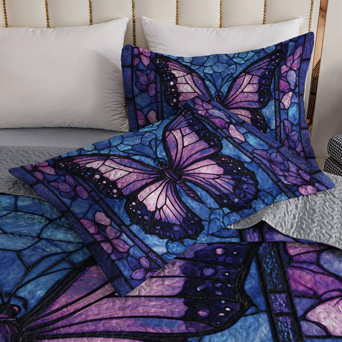 Shineful All Season Quilt 3-Piece Set Beautiful Butterfly