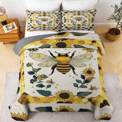 Shineful All Season Quilt 3-Piece Set - Bee Blossom Comfort