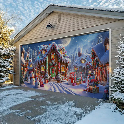 Shineful Garage Door Banner Decoration - Enchanted Gingerbread Village