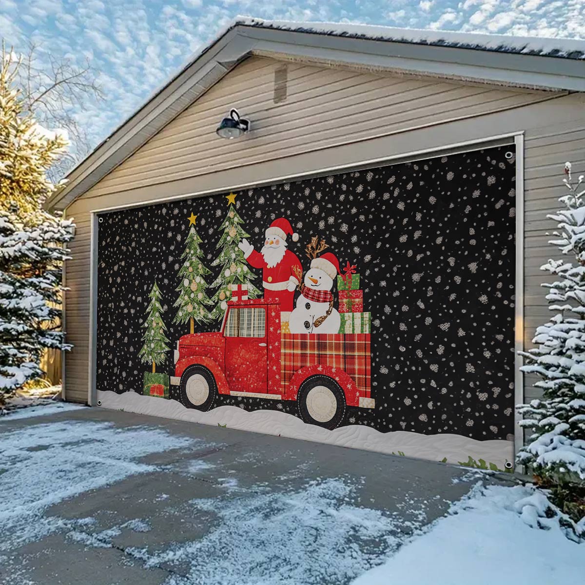 Shineful Garage Door Banner Decoration Santa Claus