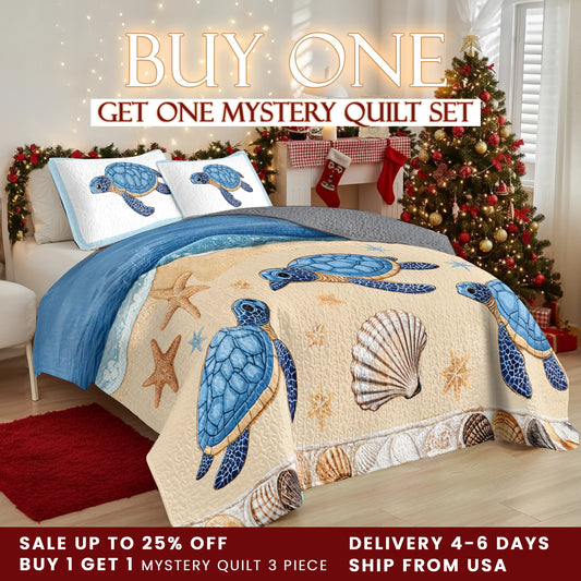 Shineful Quilt 3-Piece Set Sea Turtle