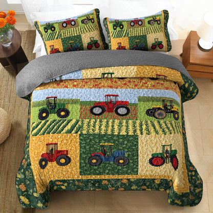 Shineful All Season Quilt 3-Piece Set - Farmer Tractor Tales