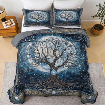 Shineful All Season Quilt 3-Piece Set Moonlit Tree Of Life