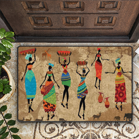 Shineful Ultra-Thin Non Skid Floor Mat, Kitchen Rugs African Rhythm