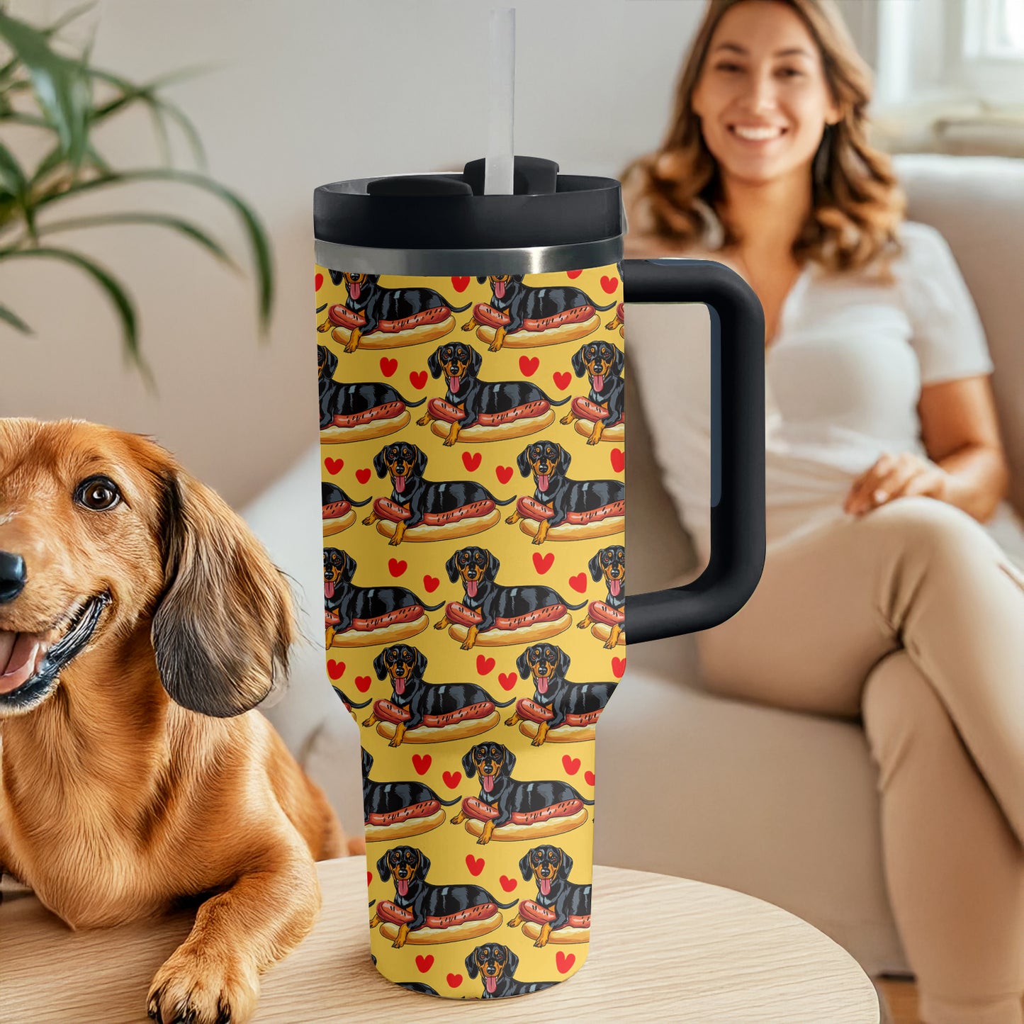 Shineful Tumbler Dachshund Love Hot Dog