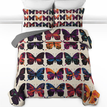 Shineful All Season Quilt 3-Piece Set Vibrant Butterfly