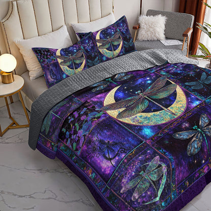 Shineful All Season Quilt 3-Piece Set Mystic Dragonfly