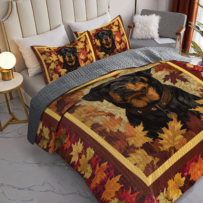Shineful All Season Quilt 3-Piece Set - Fall Rottweiler Charm