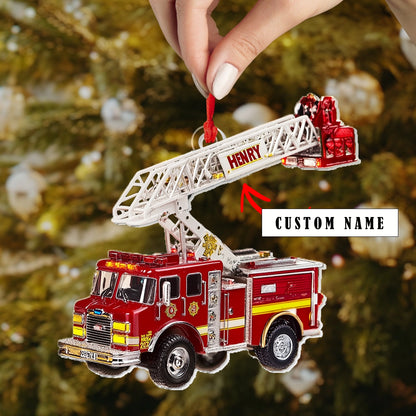 Shineful Acrylic Ornament Personalized Brave Firefighter Truck