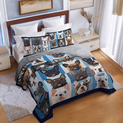 Shineful All Season Quilt 3-Piece Set Blue Bull
