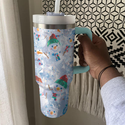 Shineful Glossy Tumbler Crystal Snowman Land
