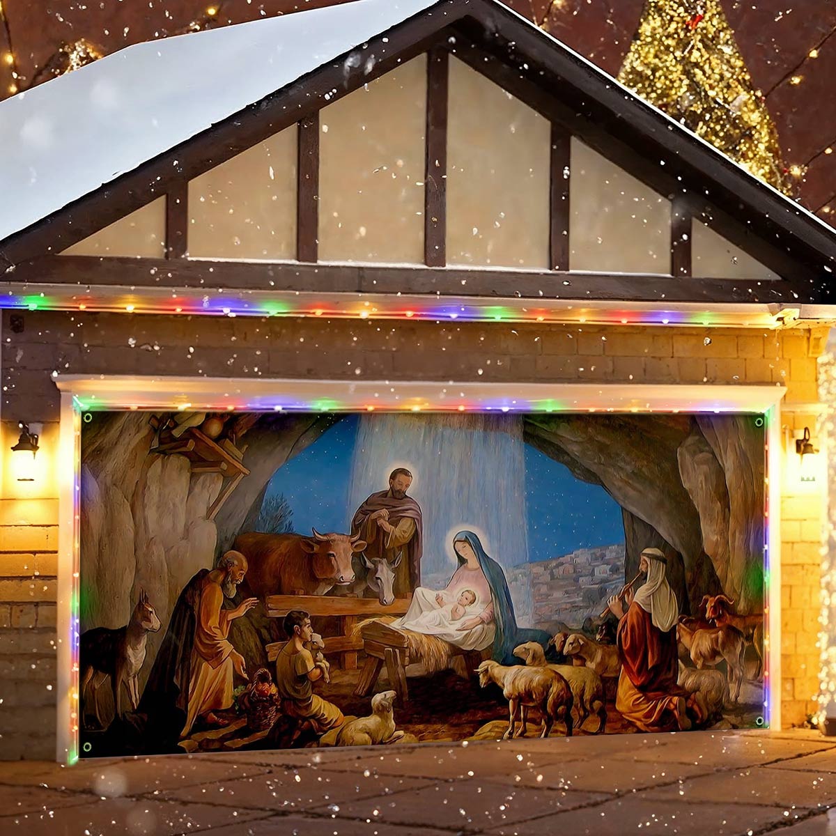 Shineful Garage Door Banner Decoration Graceful Embrace