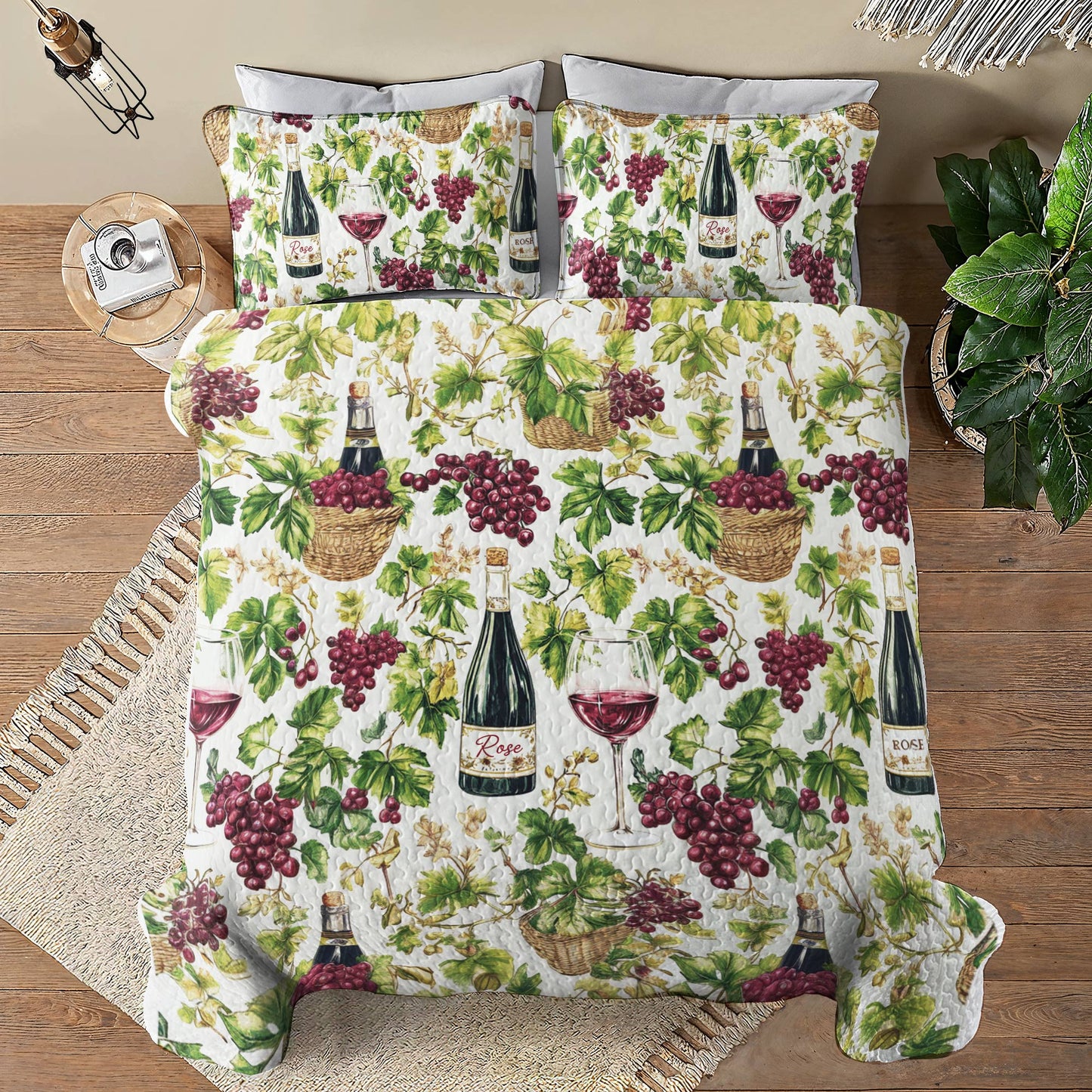 Shineful All Season Quilt 3-Piece Set Rosé Vines