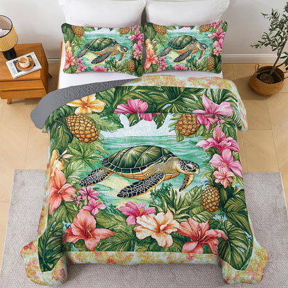Shineful All Season Quilt 3-Piece Set Tropical Sea Turtle