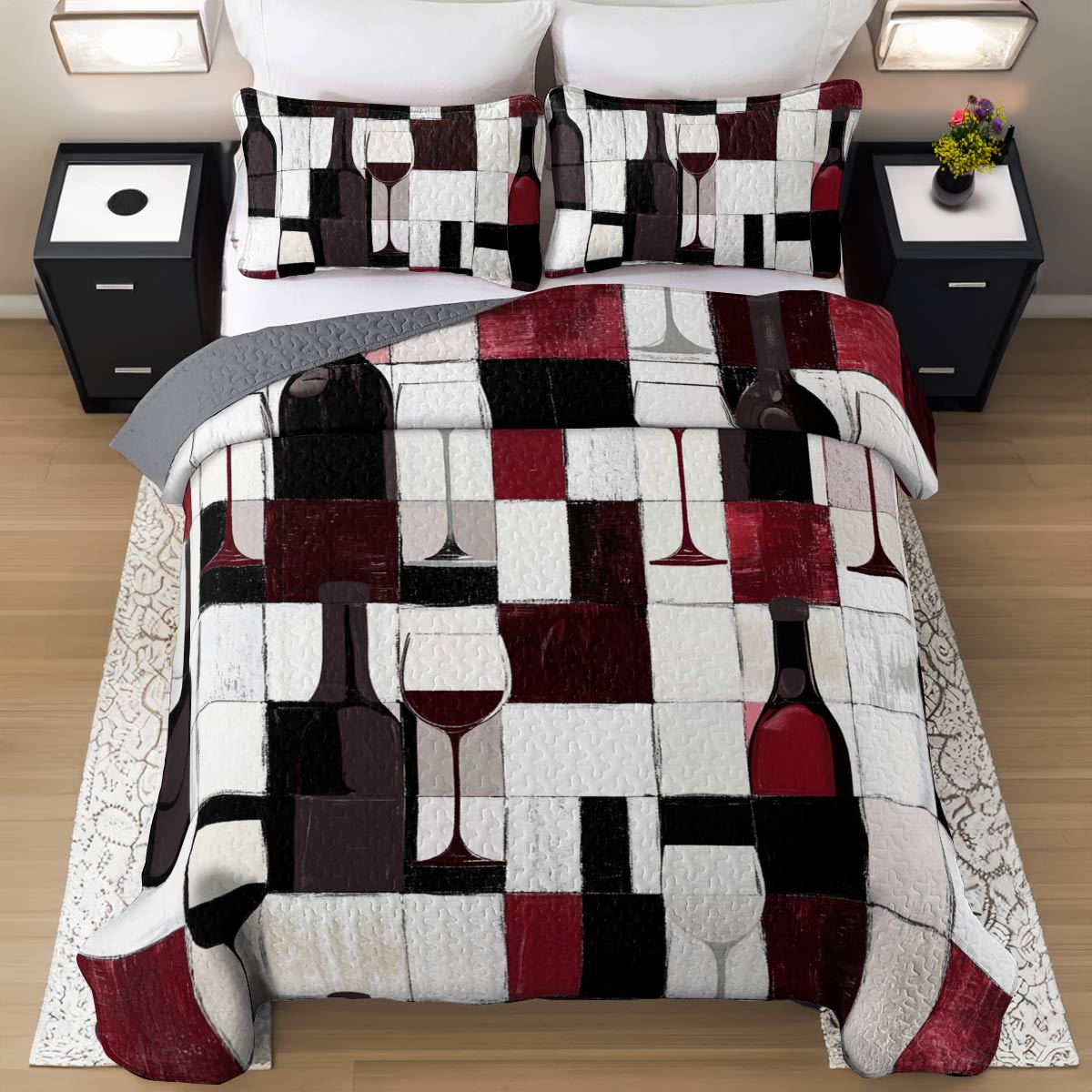 Shineful All Season Quilt 3-Piece Set Vivid Wine