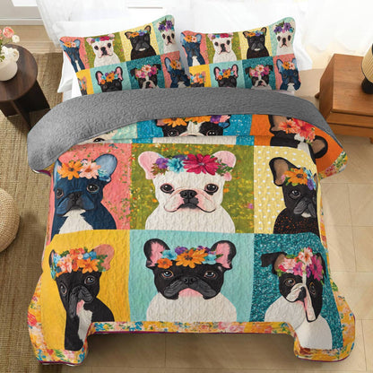 Shineful All Season Quilt 3-Piece Set Frenchie Blossom
