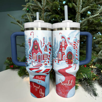 Shineful Tumbler Personalized Candy Cane Cottage