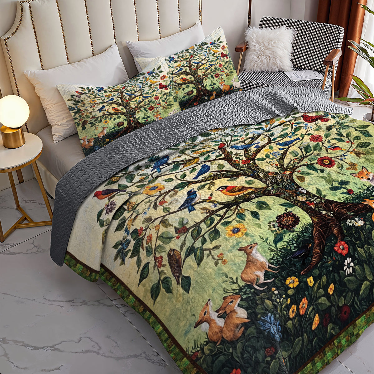 Shineful All Season Quilt 3-Piece Set Enchanted Forest Wildlife