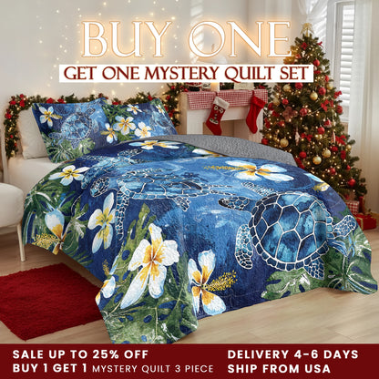 Shineful Quilt 3-Piece Set Tropical Sea Turtle Paradise