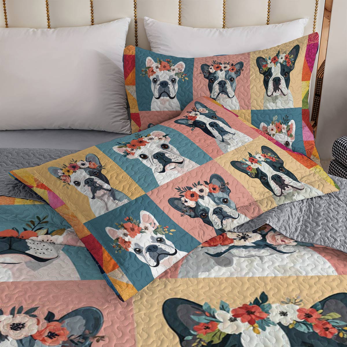 Shineful All Season Quilt 3-Piece Set Floral Frenchie