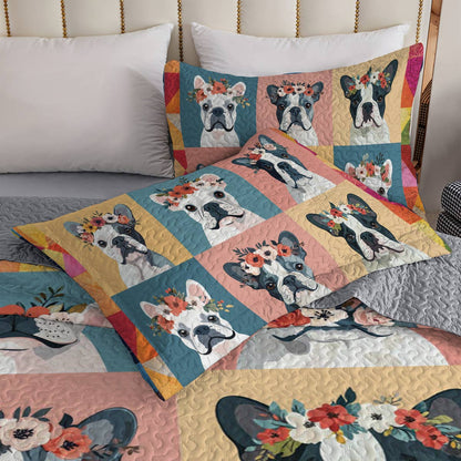 Shineful All Season Quilt 3-Piece Set Floral Frenchie